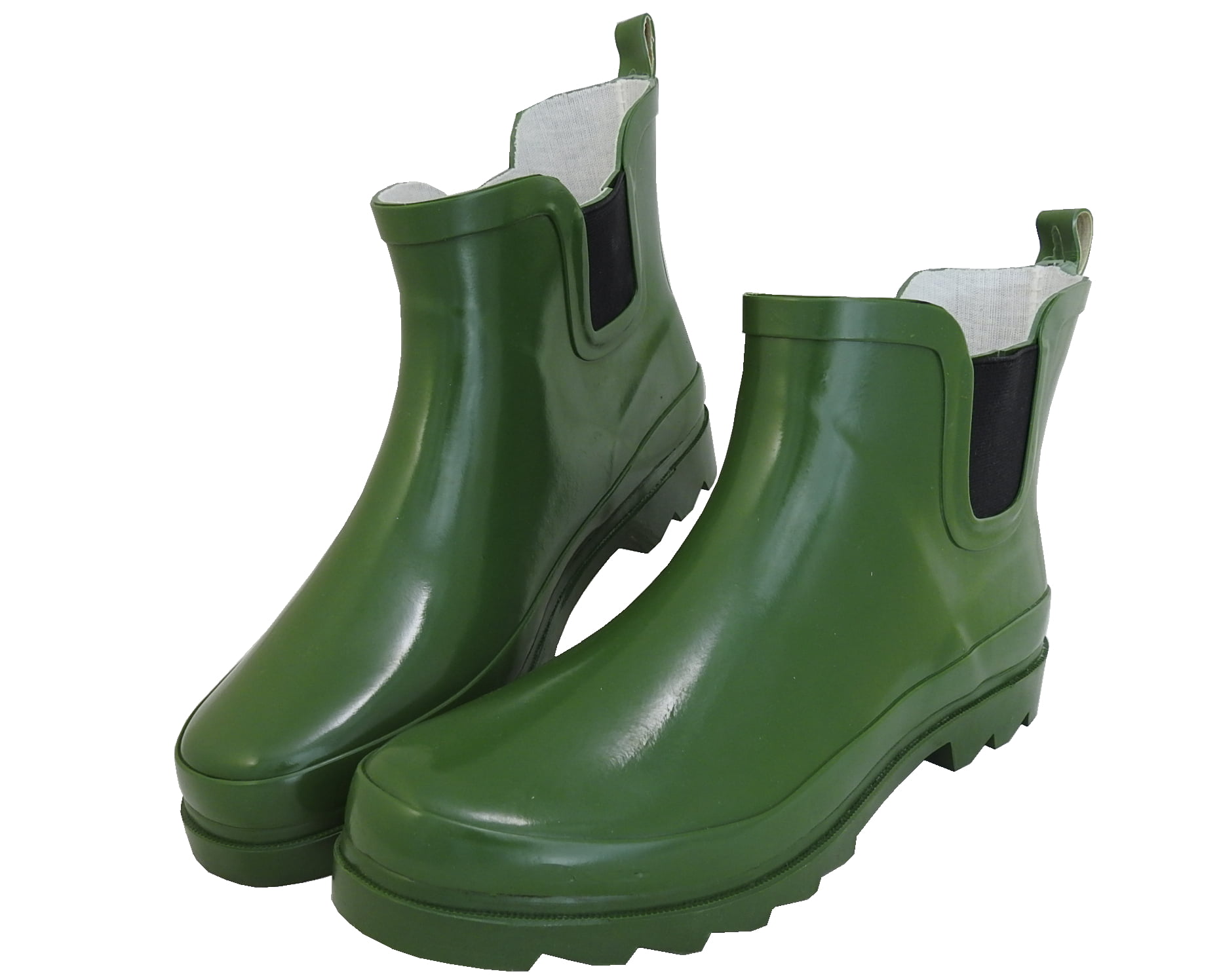 green ankle rain boots