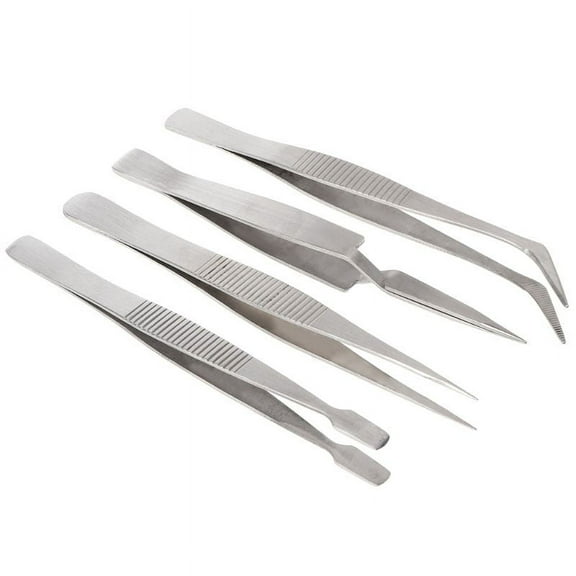 AOOOWER 4 Pcs/set Precision Stainless Steel Tweezers Set For Beauty Nail Art Handmade Jewelry Making Crafts Picking Tools