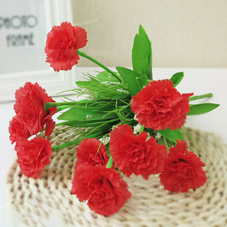 Artificial Carnation Flowers, 10Heads Per Bunche Silk Chrysanthemum  Marigold Wildflowers for Home Office Table D茅cor Wedding Flower Bouquet 