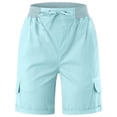 thumbnail image 4 of Women Cargo Shorts Summer Loose Hiking Shorts with Pockets Womens Plus Size Denim Shorts, 4 of 6