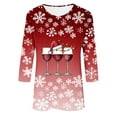 thumbnail image 5 of Aloohaidyvio Christmas Womens 3/4 Sleeve Merry T-Shirts Casual Merry and Bright Graphic Tee Tree Tops, 5 of 6
