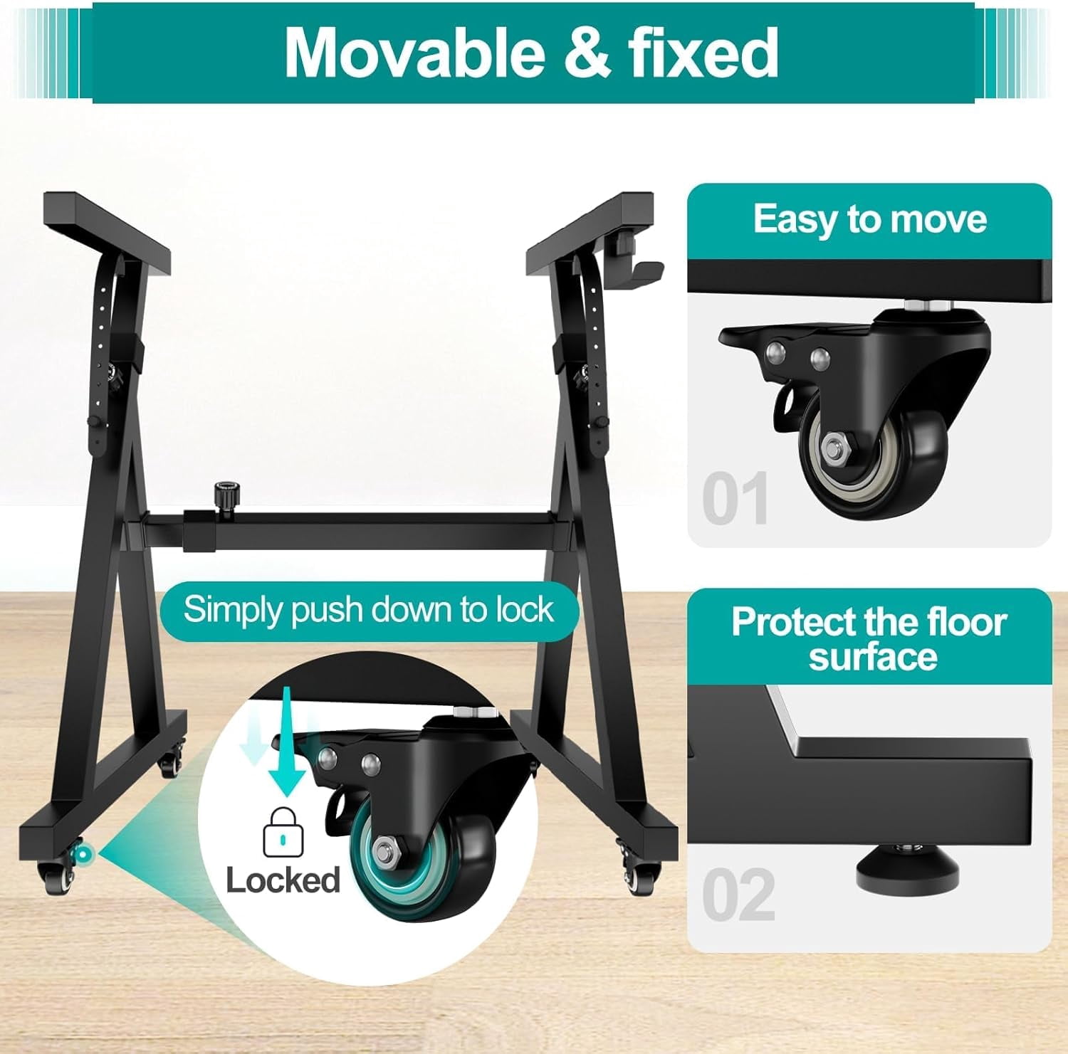 Stands Keyboard Stand, Black Z Style Adjustable Professional Heavy Duty Sturdy Digital Piano Stand Fits 49/61/76/88 Keys Musical Electric Pianos Folding for Travel & Storage