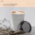 thumbnail image 3 of [340 SET]Harvest Pack 16 oz Disposable Coffee Cups, Insulated Ripple Double-Walled Paper Cups with Lids, Black and White Geometric, Bulk Drinking Cups for Tea Hot Chocolate Drinks To go coffee cups, 3 of 6
