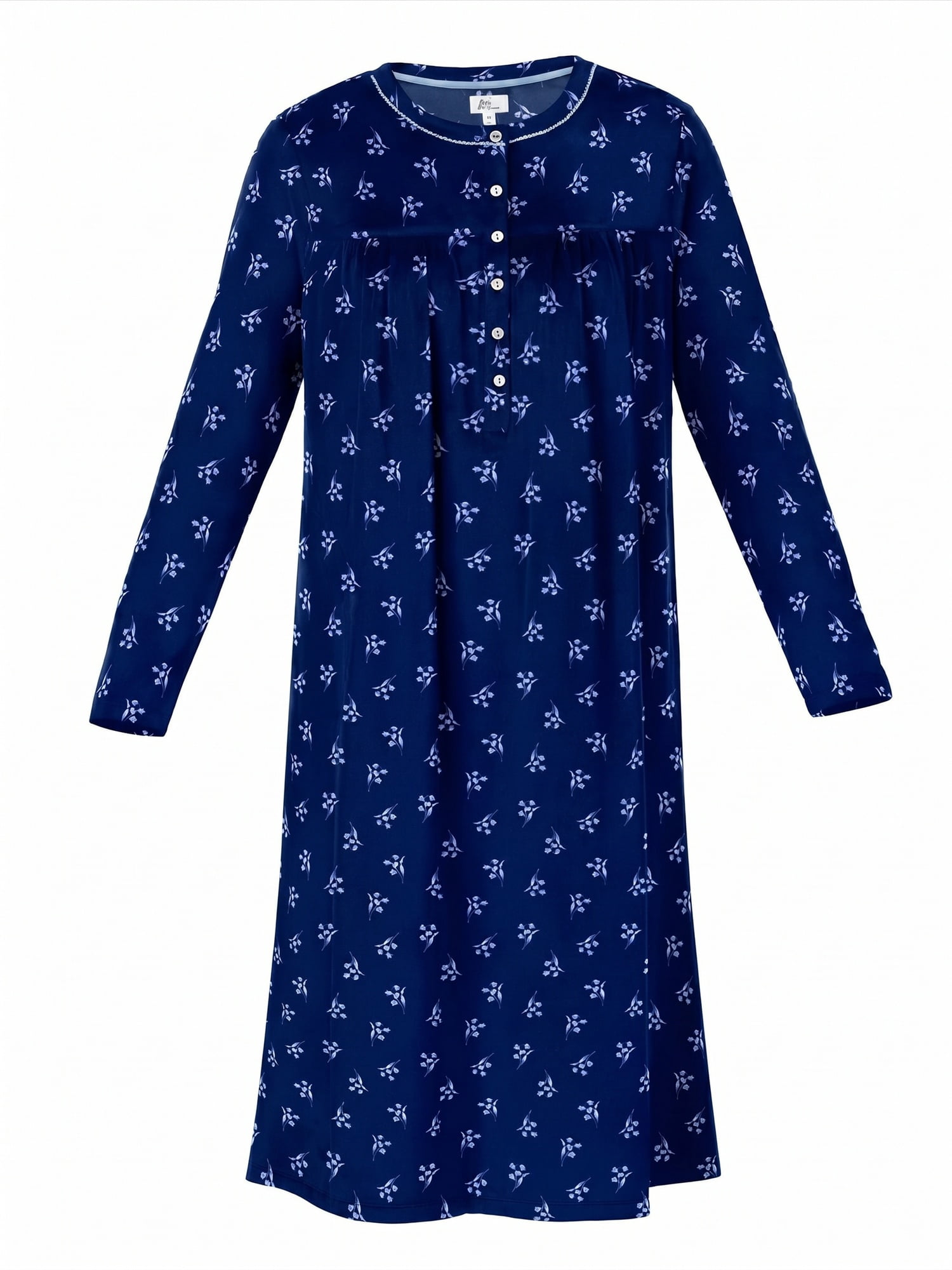 Aria Women’s Long Sleeve Stretch Velour 44" Sleepwear Nightgown, Sizes XS-5X