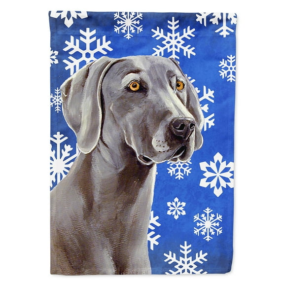 Weimaraner Winter Snowflakes Holiday Flag Canvas House Size