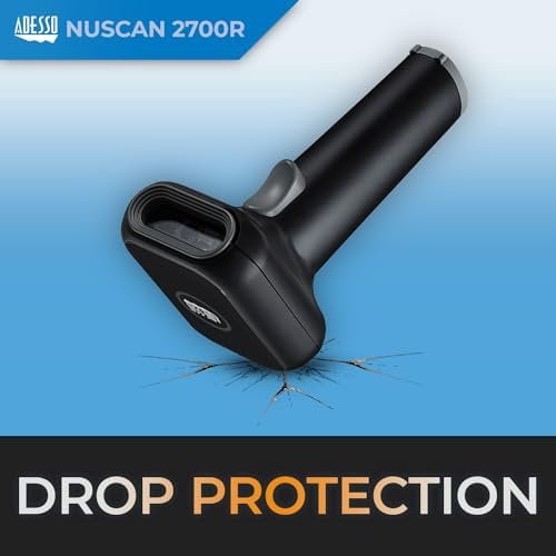 Adesso Nuscan 2700R Wireless Barcode Scanner with Charging Cradle - High-Speed 2D Scanning Engine, 120 FPS, 2.4GHz RF Wireless Technology