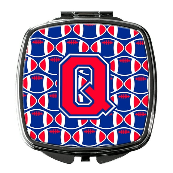 Letter Q Football Harvard Crimson and Yale Blue Compact Mirror CJ1076-QSCM
