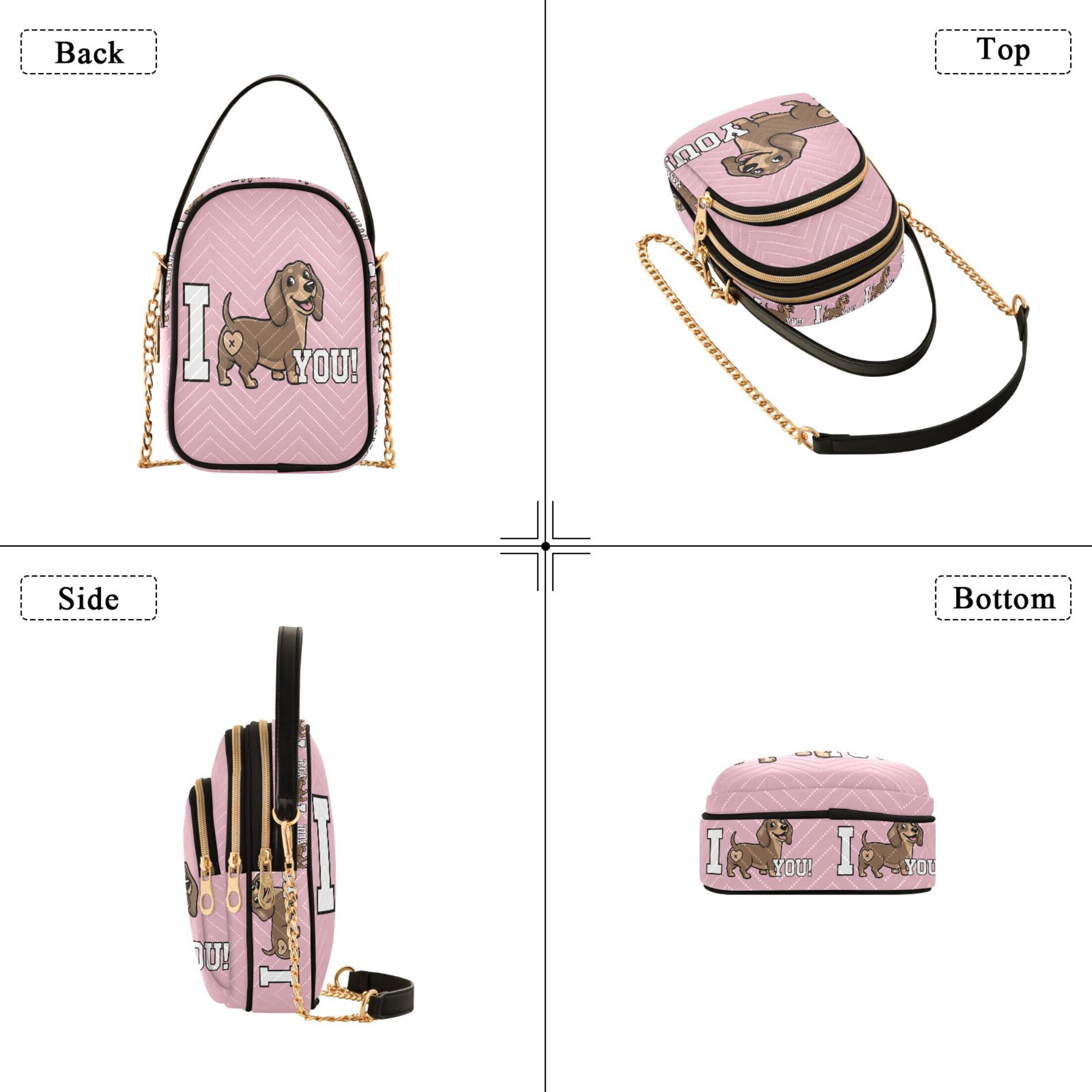 Small Crossbody Bags for Women Cute Dachshund Puppy Dog Cute Cell Phone Wallet Multi Zipper Pockets Purse Handbag
