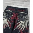 thumbnail image 2 of Pantalones cortos de mezclilla holgados con estampado de alas góticas para hombre, pantalones cortos de mezclilla con patrón de gran tamaño, moda popular de calle alta, verano de los años 2000, y2k, 2 of 5