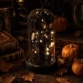 thumbnail image 4 of Halloween Skeleton Decorations, 8 Inch Light Up Halloween Decorations with Warm Fairy Lights, Gothic Halloween Decor Glass Cloche with Base for Indoor Home Party Table Display, 1, 4 of 6