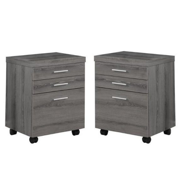Home Square 3 Drawer Filing Cabinet Set in Dark Taupe Gray (Set of 2)