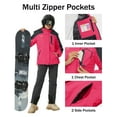 thumbnail image 4 of TACVASEN Women's Winter Waterproof Windproof Snow Ski Jackets Warm Thermal Fleece Thick Hooded Coat with Multi-Pockets for Outdoor Hiking Snowboarding Rose Grey XL, 4 of 8