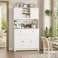thumbnail image 3 of 71" Kitchen Pantry Cabinet with Charging Station, Farmhouse Storage Hutch with Drawers and Countertop, Microwave Stand for Dining Room, White, 3 of 5