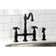 thumbnail image 2 of Kingston Brass KS1270TXBS French Country Bridge Kitchen Faucet with Brass Sprayer, Matte Black, 2 of 5