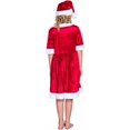 thumbnail image 4 of QueenLine Costume de Père Noël à Manches Mi-Longues Cosplay Ceinture Robe de Noël Fantaisie (Rouge, TTG), 4 of 8