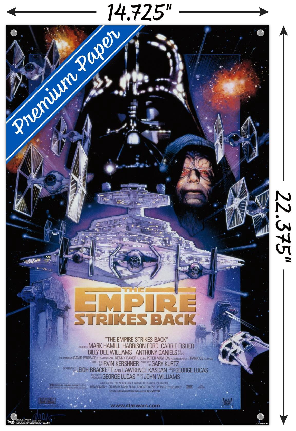Star Wars: The Empire Strikes Back - One Sheet 2 Wall Poster with Push Pins, 14.725" x 22.375"