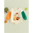 thumbnail image 2 of Liacowi Infant Baby Girl Halloween Clothes Long Sleeve Letter Print Bodysuit Romper Newborn Onesie Playsuit Fall Halloween Costume 0-6 Months, 2 of 8