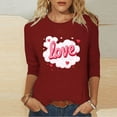 thumbnail image 4 of 3/4 Sleeve Love Heart Tunic Tops Crewneck Loose Casual Cute Spring Valentines Outfits 2026, 4 of 5