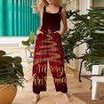 thumbnail image 3 of Women's Casual Sleeveless Christmas Print Cotton Jumpsuit, Dark Red, Size XXL, 3 of 6