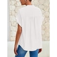 thumbnail image 6 of FreshPretty Womens Button Down Shirts Ruffle Short Sleeve Loose Summer Tops Dressy Casual V Neck Business Work Blouses, 6 of 9