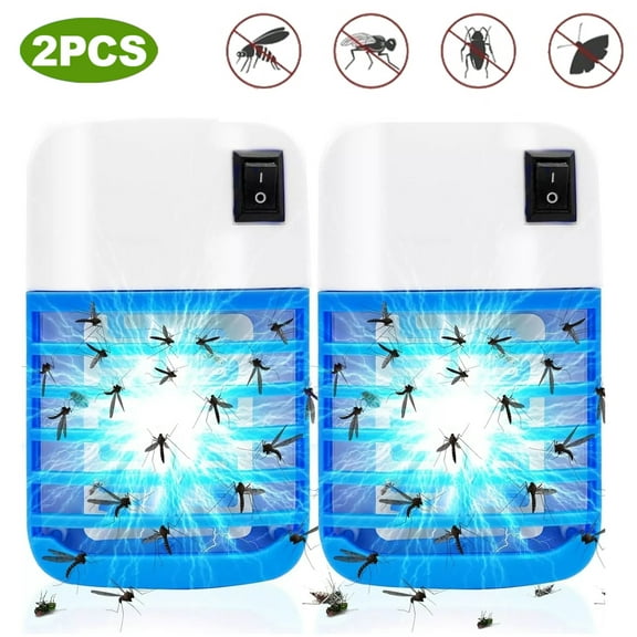 2 Pack Bug Zapper Plug in Indoor, Electric Mosquitoes Fly Killerr with Blue Light, Flying Insects Trapp for Home, Kitchen, Office, Bedroom