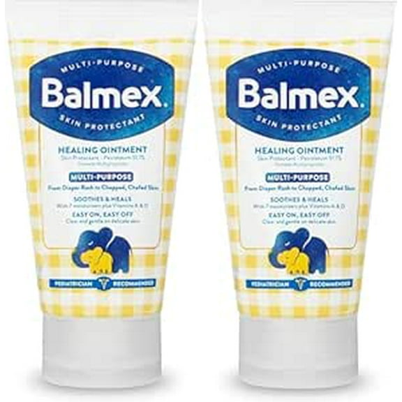 Balmex Multi-Purpose Healing Ointment & Skin Protectant for Diaper Rash and Chafing, with Petrolatum, 7 Moisturizers and Vitamins A&D, Pediatrician Recommended and Paraben-Free, 3.5oz (Pack of 2)