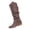 Gray, variant on Women's Vintage Faux Suede Mid Calf Boots, Round Toe Slouchy Ruched Riding Boots with Buckle, Side Zipper Low Heel Casual Shoes
