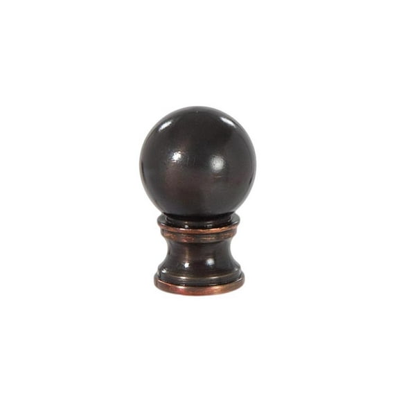 B&P Lamp® Solid Brass Sphere Style Antique Bronze Finial, 1-3/8 Inch Height, 1/4-27 Tap
