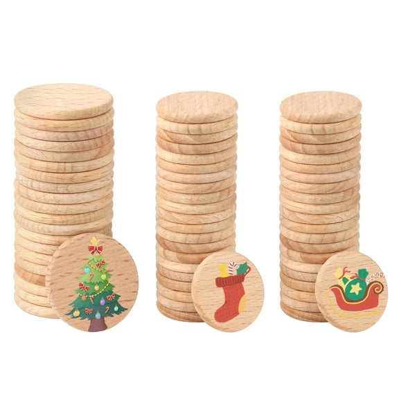 Pack of 150 Wood Round Pieces, 25 mm 30mm Unfinished Wooden Circles Round Discs Wooden Cutouts Ornaments for DIY Crafts Painting Wedding Christmas and Home Decoration