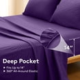 thumbnail image 6 of WISHEAD King Sheet Set, 4 Piece Ultra Soft Brushed Microfiber Bed Sheets, Cooling & Breathable, Secure Fitted Sheet, Wrinkle Resistant Hotel Bedding Set with Classic Stripe, Purple, 6 of 9