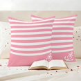 thumbnail image 3 of Pink Anchor Outdoor Waterproof Pillow Covers, Modern Nautical White Geometric Stripes Decorative Square Throw Pillowcase Sofa Cushion Sham for Patio/Couch/Chair, 20"x20" 2 Pack, 3 of 8