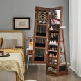 thumbnail image 4 of Gymax 360° Swivel Jewelry Armoire with Built-in LED Lights and 4 Drawers, Walnut, 4 of 9