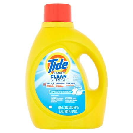 Tide Simply Clean & Fresh HE Liquid Laundry Detergent, Refreshing Breeze Scent, 64 loads, 100 oz