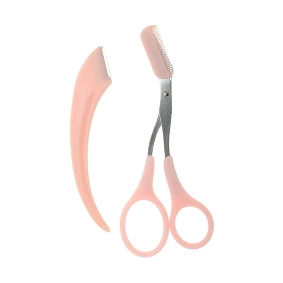 Unique Bargains 1 Set Convenient Multifunctional Eyebrow Scissor Kit Pink