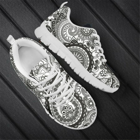 

Luxury Designer Cute Bohemia Mandala Flower Print Ladies Sneakers Jogging Running Shoes For Women Lace Up Air Flat Casual Shoes