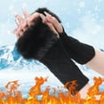 thumbnail image 3 of GZEFJRQM Winter Gloves Knitted Fingerless Gloves for Women Cold Weather Warm Gloves Windproof Elastic Thermal Texting Gloves with Fur Guantes Christmas Gifts, 3 of 5