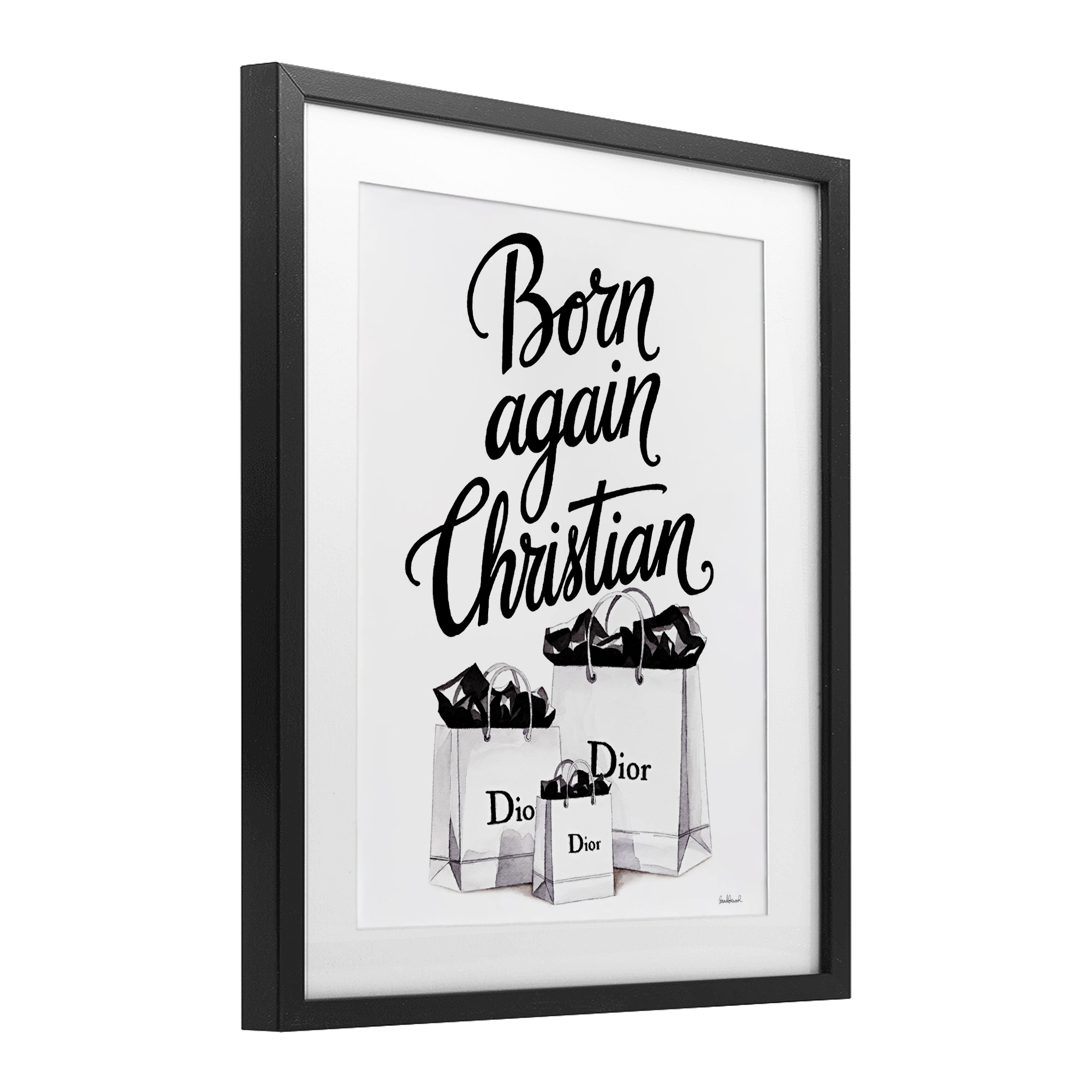 Christian & Shopping Bags Black Framed Print Under Glass, design by Amanda Greenwood