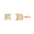thumbnail image 2 of 1 Ct Princess Cut Studs Natural Morganite 14K Rose Solid Solid Gold Everyday Dainty Earrings Screw Back, 2 of 7