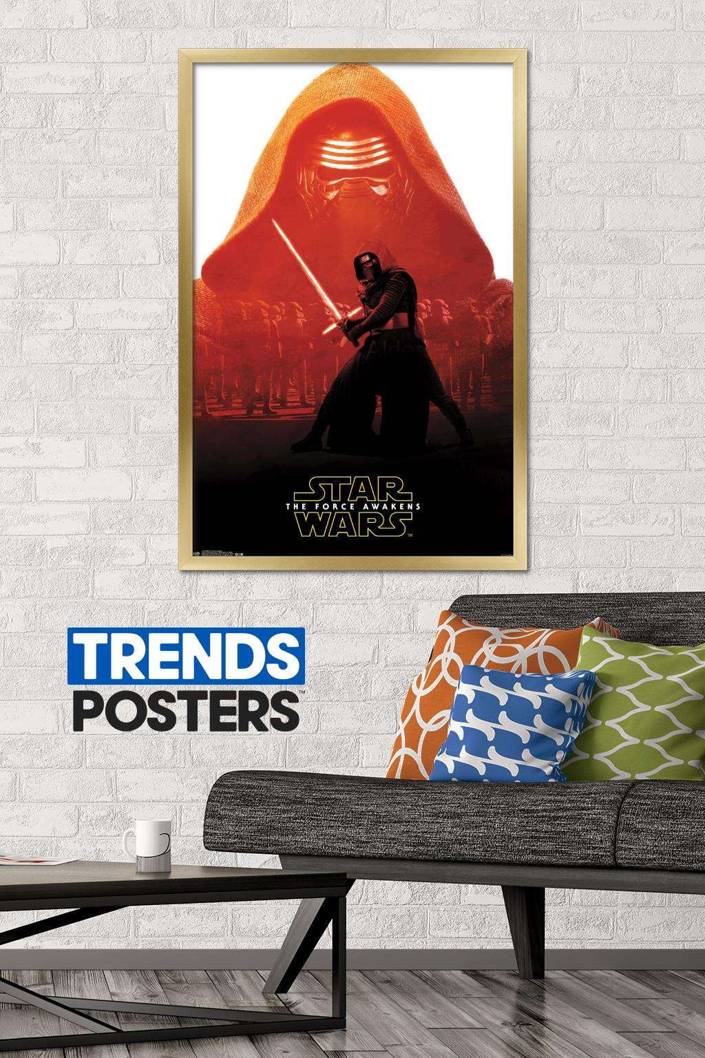 Star Wars: The Force Awakens - Kylo Ren Badge Wall Poster, 22.375" x 34", Framed