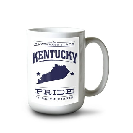 

15 fl oz Ceramic Mug Kentucky State Pride Blue on White Dishwasher & Microwave Safe