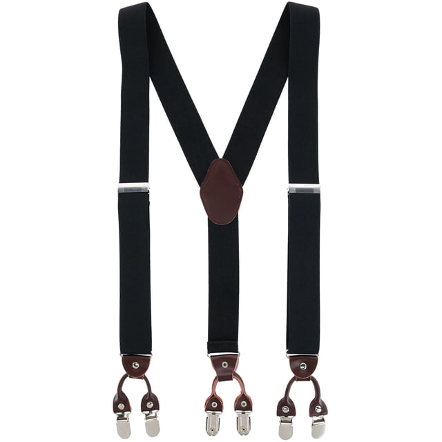 CTM® 1.375 Inch Wide Solid Color Y-Back Double Clip-End Suspenders (Men's)