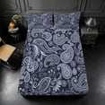 thumbnail image 5 of meiyoeat Navy Paisley King Sheets,Vintage Print Bedding For Men Women,4pcs,1 Flat Sheet,1 Fitted Sheet and 2 Pillowcases, 5 of 6