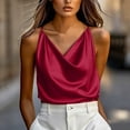 thumbnail image 6 of BLVB Women's Silk Satin Camisole Cowl Neck Tank Tops Adjustable Spaghetti Strap Sleeveless Elegant Blouses Summer, 6 of 8
