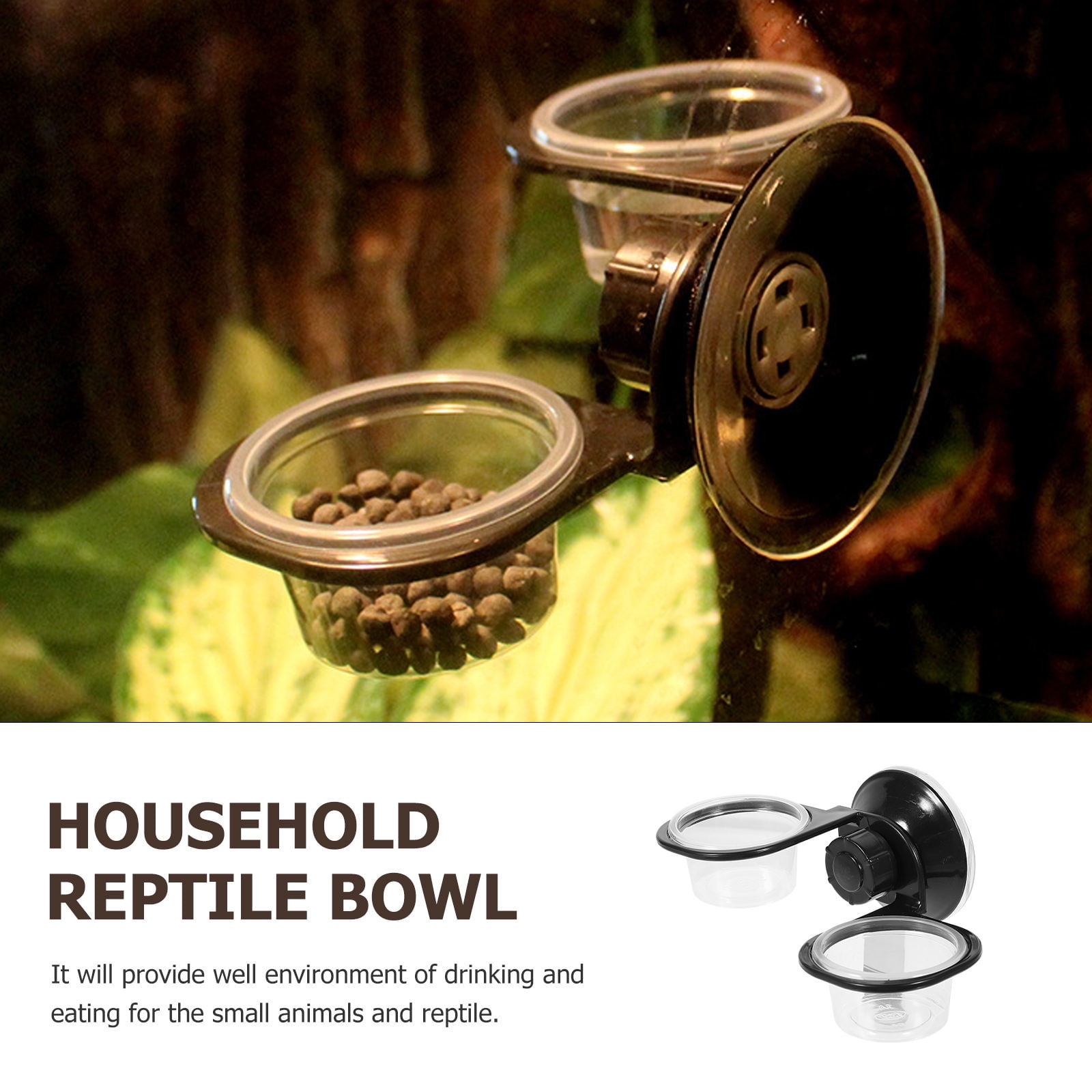 Nicehomfit 2Pcs Convenient Reptile Dish Black Plastic Drinking Bowl for Pet Feeding