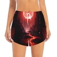 thumbnail image 2 of Daiia Red Moon Lava Pattern Women's 2 in 1 Running Shorts - Lightweight Athletic Workout Gym Yoga Shorts Liner with Phone Pockets-Small, 2 of 7