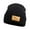 Black, variant on Krdevn Kids Ribbed Knit Beanie Cute Dinosaur Embossed Leather Patch Soft Stretchy Warm Wool Winter Hat for Toddler Baby Boys Girls Autumn Daily Outdoor