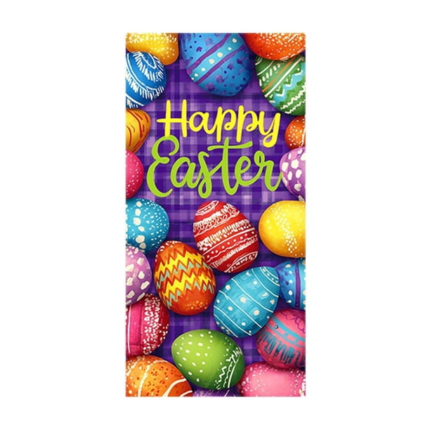 Decoraciones de Pascua, adornos de Pascua, regalos de Pascua 2026 Decoración festiva al aire libre Bandera de puerta de huevo Cubierta de puerta de Pascua Banderas de puerta