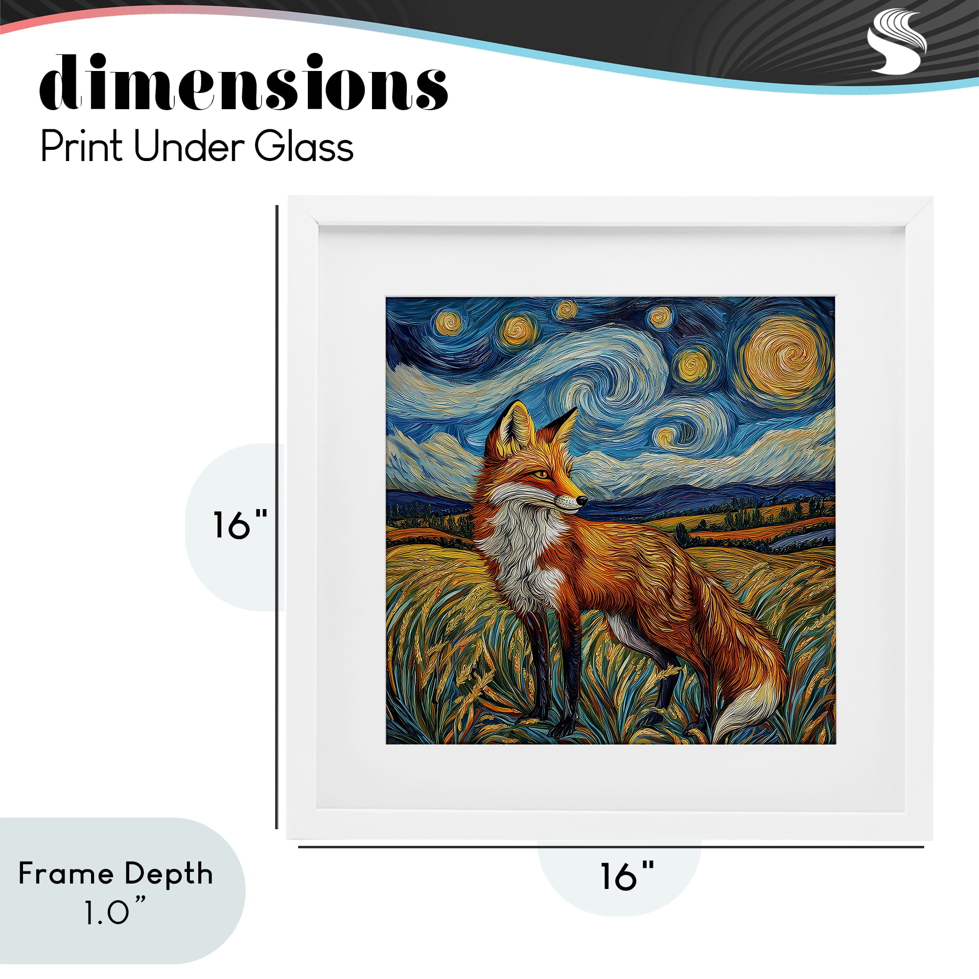 Stupell Industries Swirling Impressionist Fox White Framed Print Under Glass, design by The Wands Want