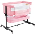 thumbnail image 6 of Nordmiex Baby Bassinet 3 in 1 Adjustable Bedside Sleeper Bed for Infant Baby with Breathable Net, Pink, 6 of 8