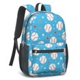 thumbnail image 2 of Baseballs and Stars Light Blue Pattern 17" School Backpacks for Teens,Waterproof Oxford Fabric,S-Shape Padded Straps for School,Travel,Hiking,Camping, 2 of 6